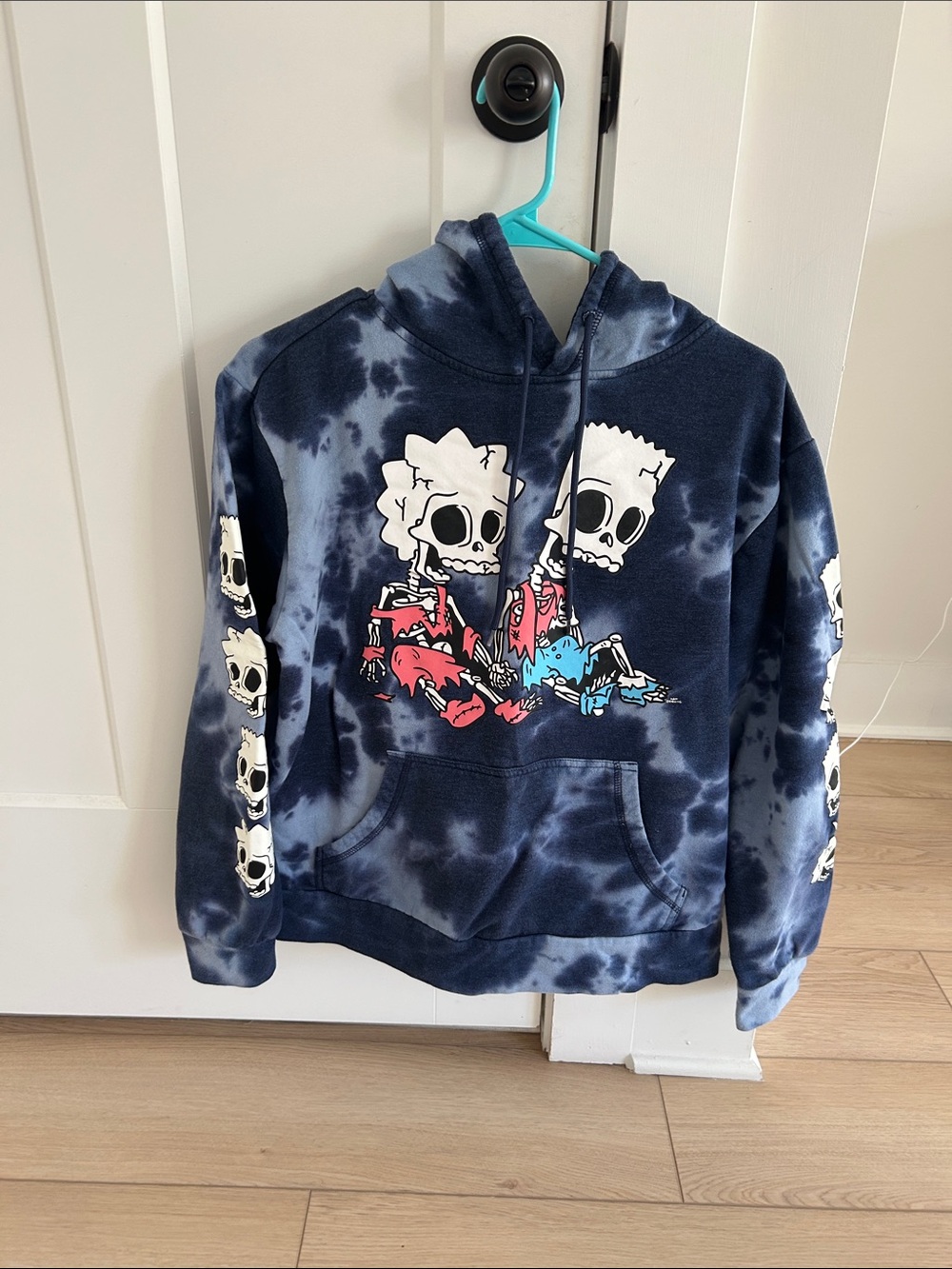 Navy Tie-Dye Simpsons Skeleton Graphic Hoodie - Men